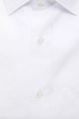 Elegante camicia di cotone a fit magro bianco