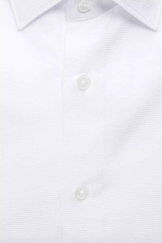 Elegante camicia di cotone a fit magro bianco