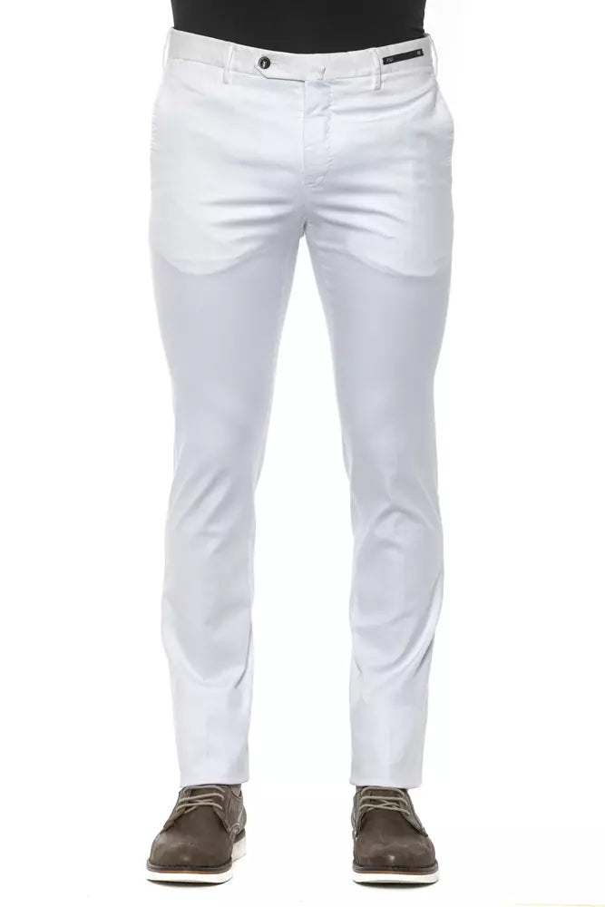 White Cotton Men Trousers