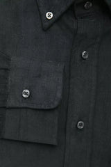 Elegantes schwarzes Button-Down-Baumwollhemd