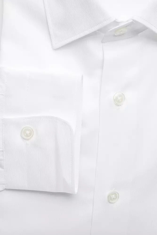 Camisa de cuello delgado de algodón blanco elegante