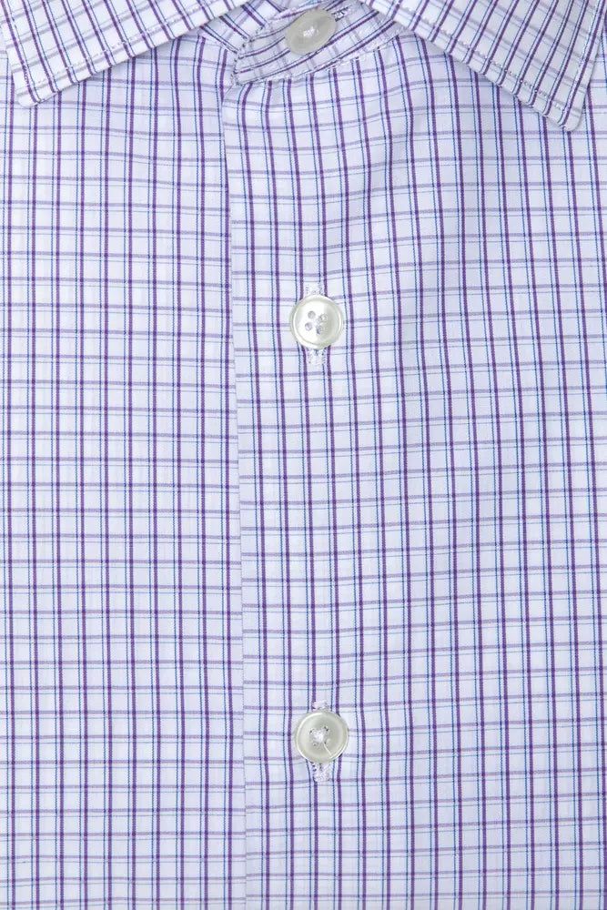 Elegante camisa delgada de algodón burdeos