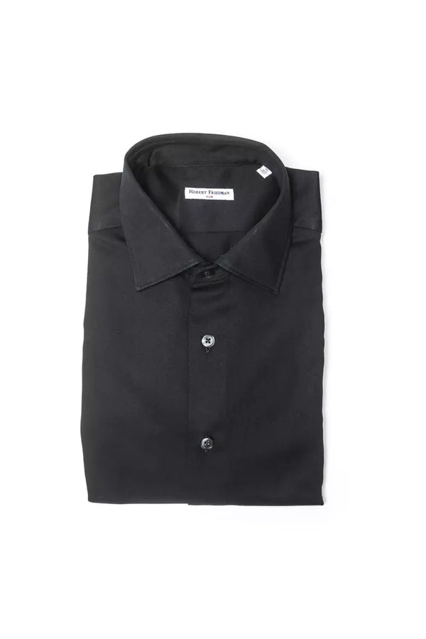 Elegante camicia da colletto in cotone nero