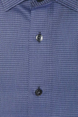 Camisa de cuello delgada de algodón azul elegante