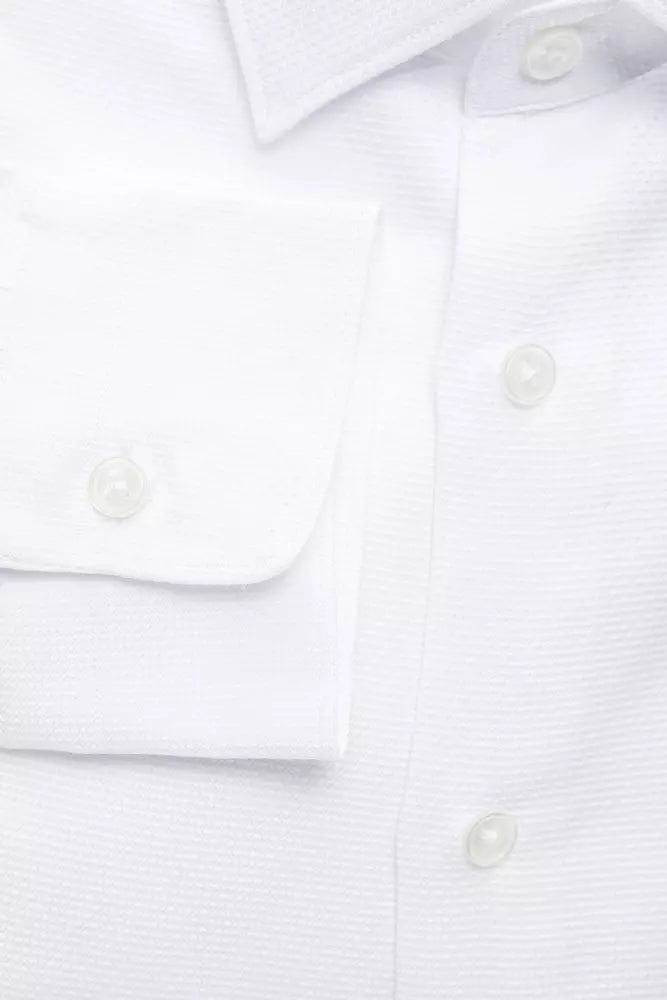 Elegante camicia di cotone a fit magro bianco