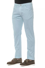 Light Blue Cotton Men's Slim Trouser