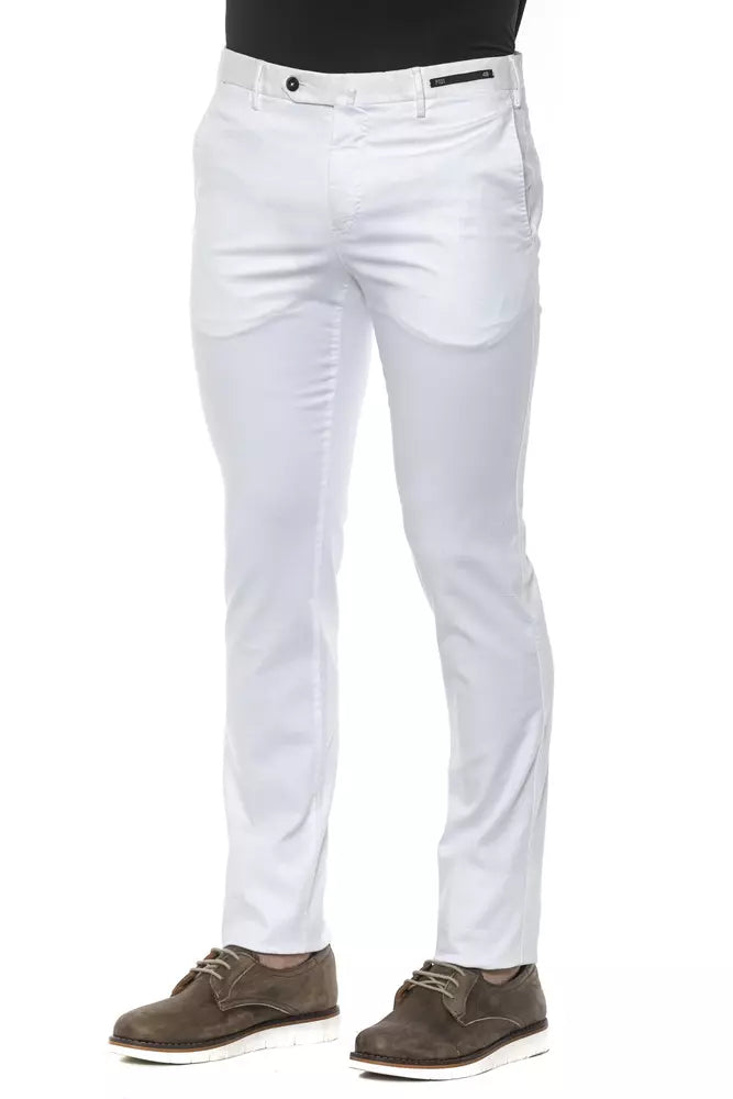 White Cotton Men Trousers