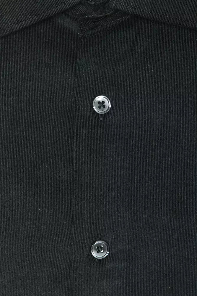 Elegante camicia da colletto in cotone nero