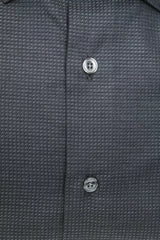 Elegante camisa de cuello delgado de mezcla de algodón negro