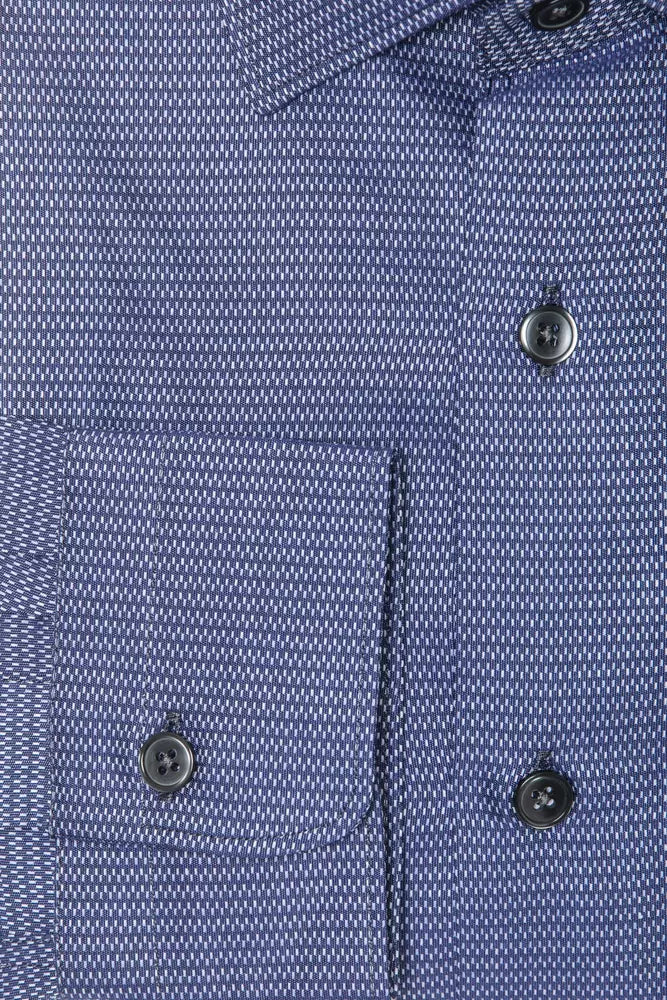 Elegante camicia da colletto in cotone blu