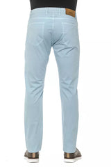 Light Blue Cotton Men's Slim Trouser