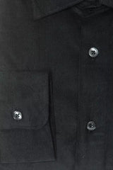 Camisa de cuello delgado de algodón negro elegante