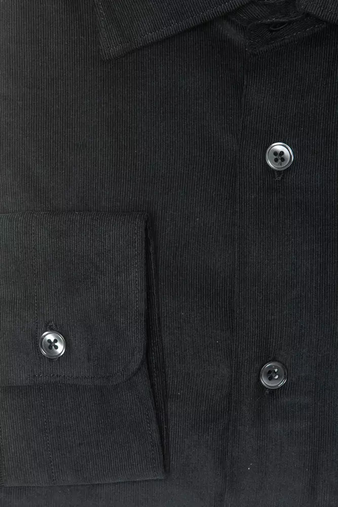 Elegante camicia da colletto in cotone nero