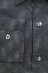 Elegante camicia da colletto con miscela di cotone nero