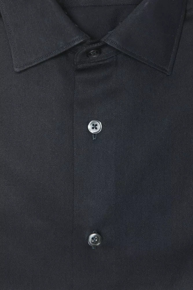 Elegante camicia da colletto in cotone nero