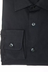 Camisa de cuello delgado de algodón negro elegante