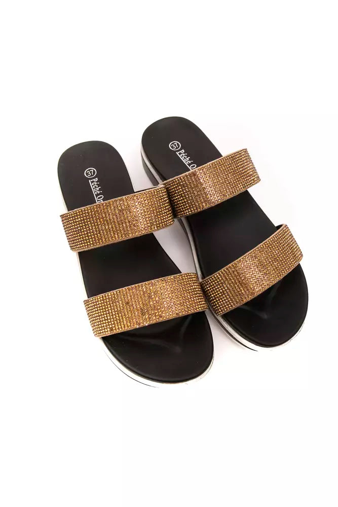 Beige Dual-Strap-Strass-Sandalen