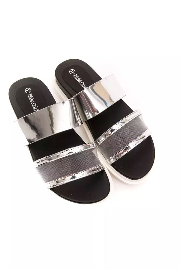 Sandalias chic de dhinestone adornado con doble estota