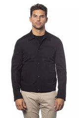 Elegante chaqueta de bombardero de mezcla de algodón negro