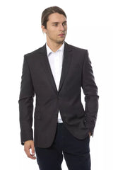 Eleganter grauer Wollmänner Blazer