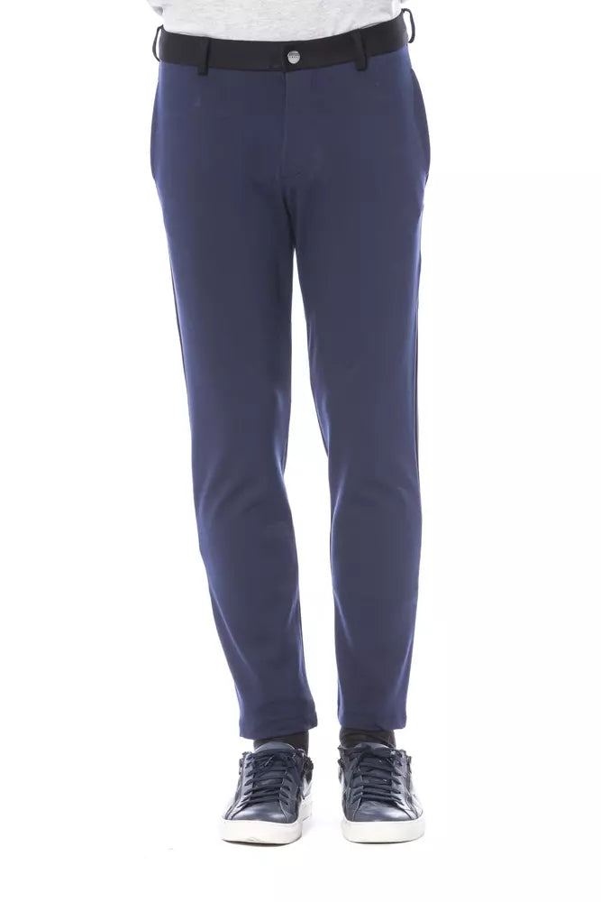 Pantalon bleu slim élégant