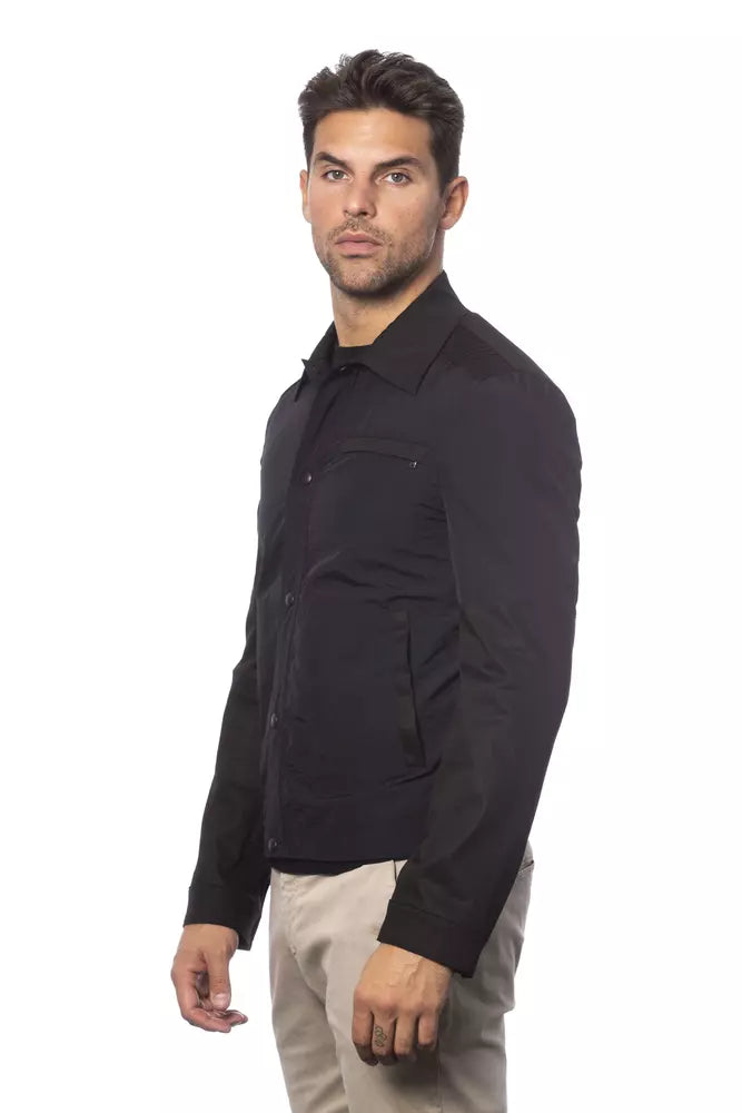 Elegante chaqueta de bombardero de mezcla de algodón negro