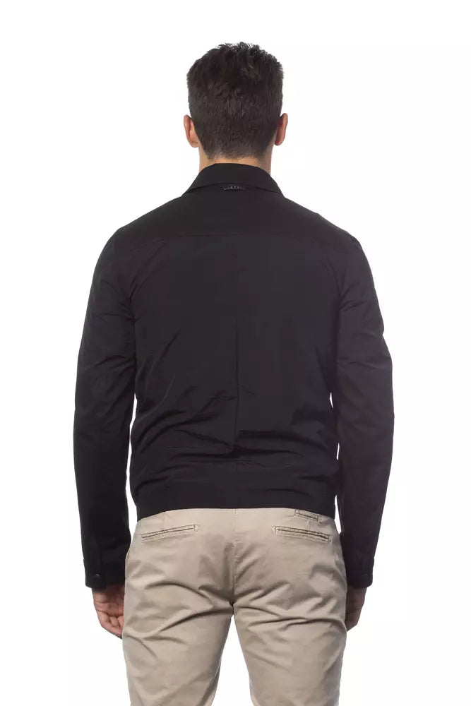 Elegante chaqueta de bombardero de mezcla de algodón negro