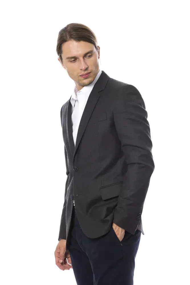 Κομψό Blazer Gray Wool Men