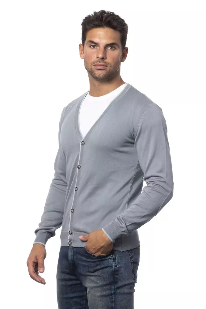 Cardigan en coton gris élégant pour hommes