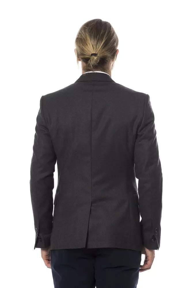 Eleganter grauer Wollmänner Blazer