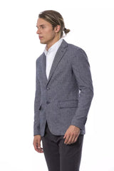 Elegante blazer a petto singolo blu