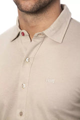 Elegante camisa de algodón de fit de fit beige beige