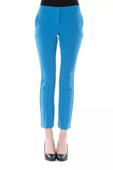 Pantalon skinny bleu clair chic avec fermeture à fermeture éclair