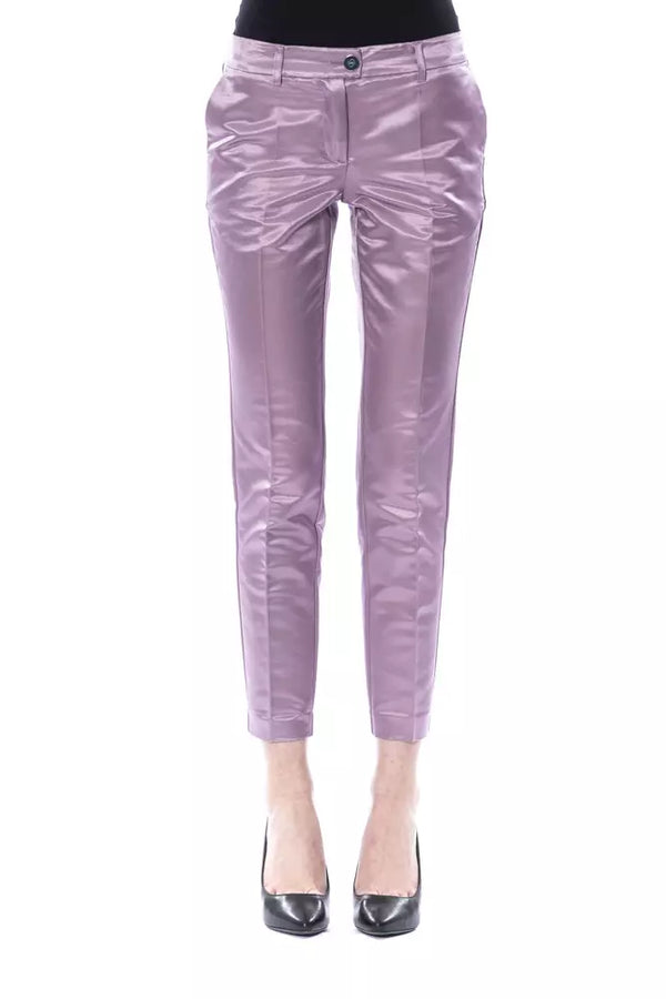 Élégant pantalon de mélange en coton violet