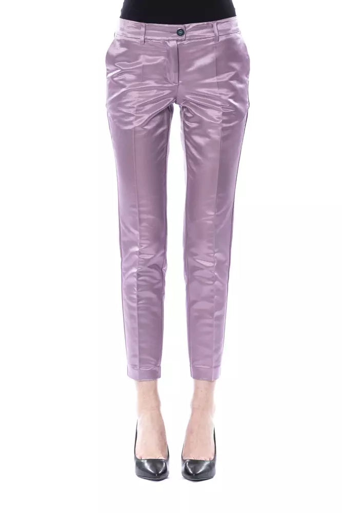 Elegante lila Baumwoll-Silk-Mischhose