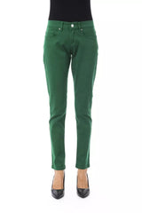 Pantalones de algodón de ajuste verde elegante y elegante