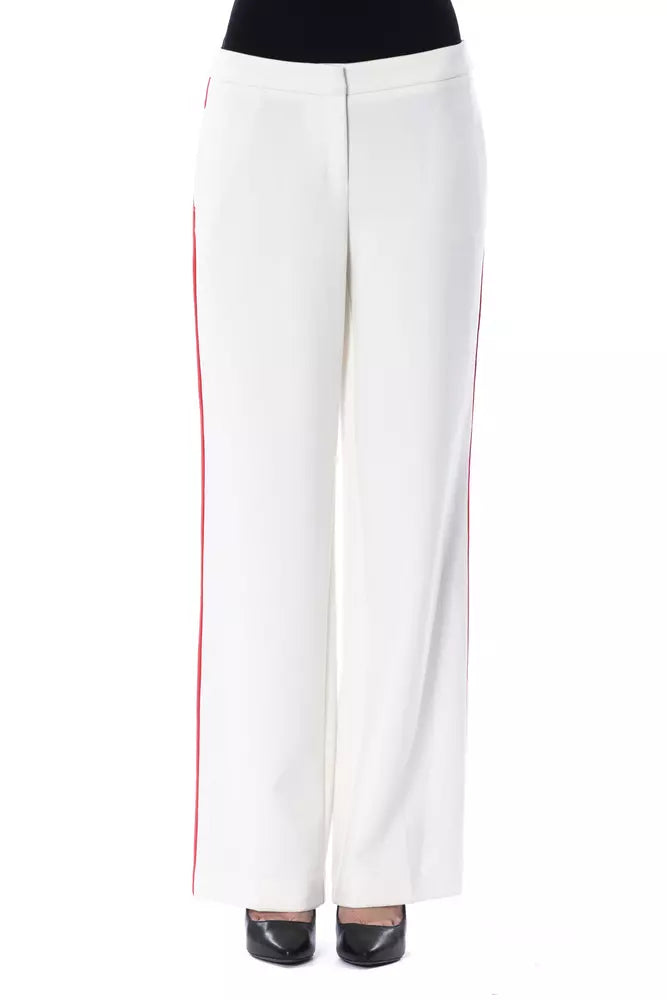 Pantalon élégant blanc à rayures