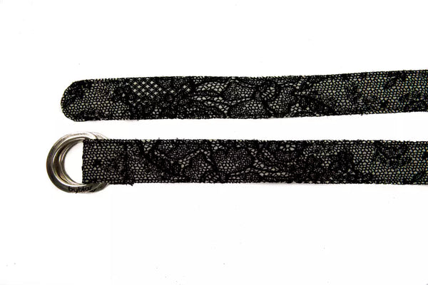 Ceinture en cuir tissée texturée noire élégante