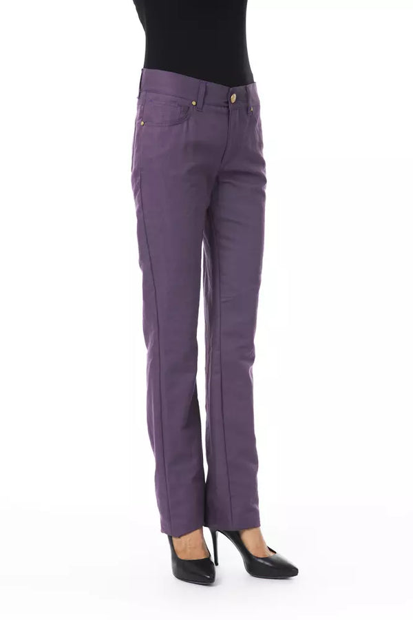 Pantalon de mélange en coton violet chic