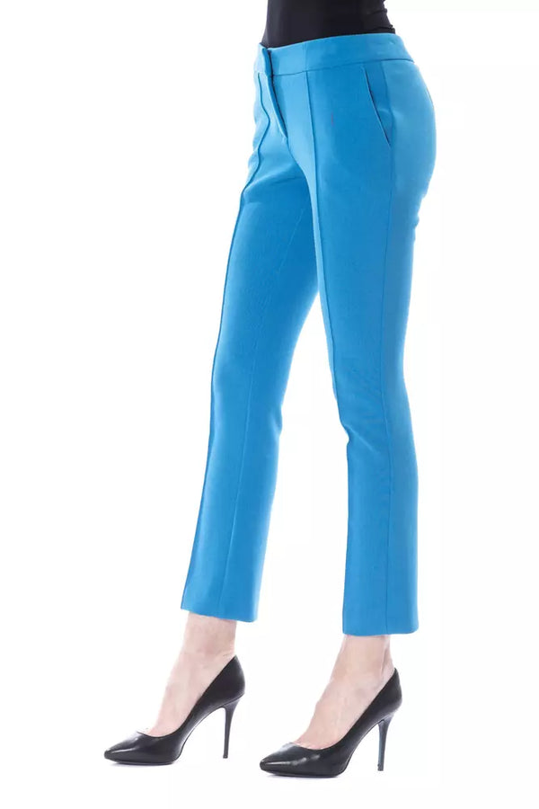 Pantalon skinny bleu clair chic avec fermeture à fermeture éclair