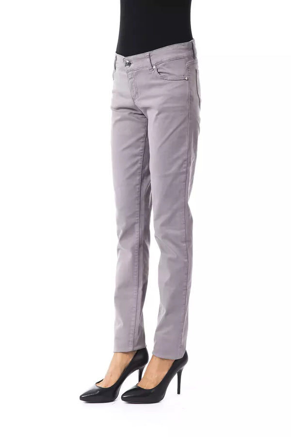 Chic Gray Cotton Blend Pants