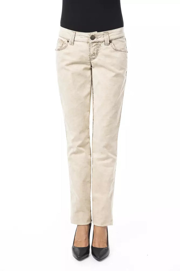 Chic Beige Slim Fit Jeans artesanal