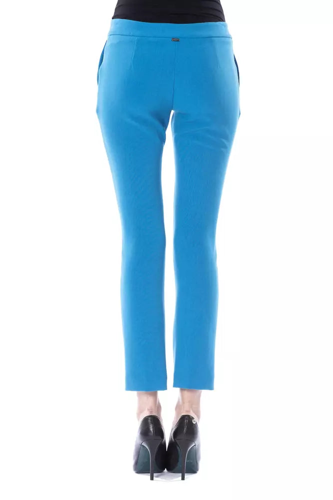 Pantalon skinny bleu clair chic avec fermeture à fermeture éclair