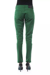 Pantalones de algodón de ajuste verde elegante y elegante