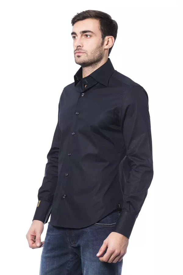 Elegante camicia blu monogramma per uomini