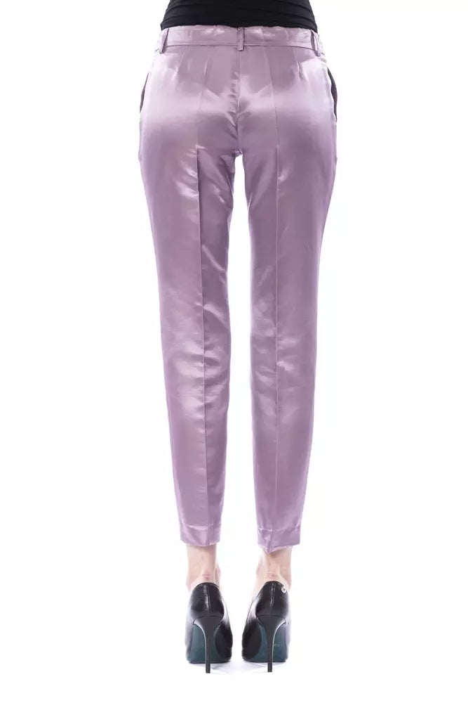 Élégant pantalon de mélange en coton violet