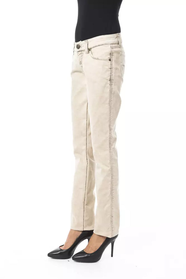 Chic Beige Slim Fit Jeans artesanal