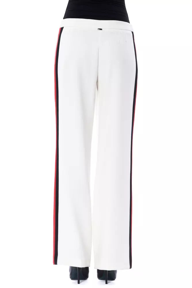 Pantalon élégant blanc à rayures