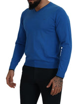 Chic Blue Baumwollpullover Pullover