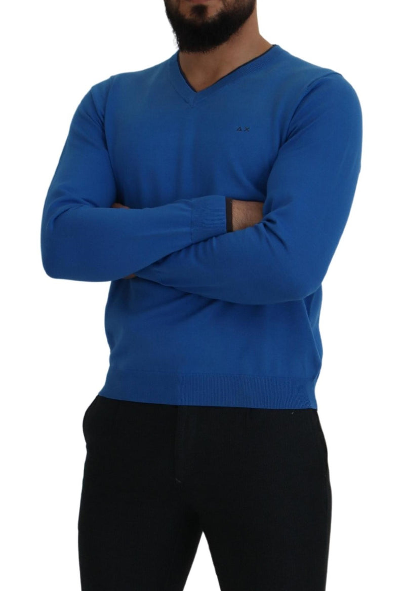 Maglione e chic blu cotone pullover